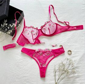 Women's New Lace Underwear Bra Set (Option: Rose Red-S)