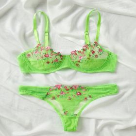 Women's New Lace Underwear Bra Set (Option: Fluorescent Green-S)