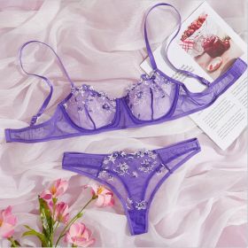Women's New Lace Underwear Bra Set (Option: Violet-S)