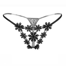 Sexy Lingerie Crotchless Women's Panties Lace Bowknot G-strings Thongs Temptation Erotic Women Underwear Intimate Underpant (Color: 70--black)