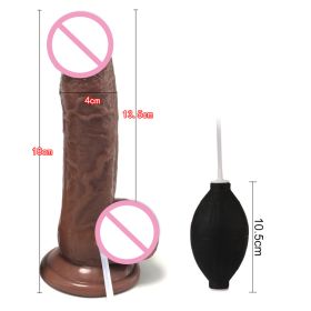 Ejaculating Realistic Spray Water Penis with Suction Cup for Women Big Dick Dildo Vagina Massager Masturbation Lesbain Sex Toy (Color: S - Brown)