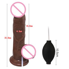 Ejaculating Realistic Spray Water Penis with Suction Cup for Women Big Dick Dildo Vagina Massager Masturbation Lesbain Sex Toy (Color: L - Brown)