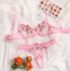 Women's New Lace Underwear Bra Set (Option: Pink-M)