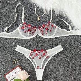 Women's New Lace Underwear Bra Set (Option: White-L)
