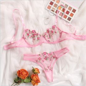 Women's New Lace Underwear Bra Set (Option: Pink-L)